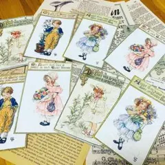 エンボスペーパー　ビンテージ　ジャンクジャーナル　コラージュ　素材