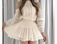 Darich ボリュームシフォン ミニワンピース FREE ホワイト ダーリッチ