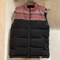 アズールバイマウジー　中綿ベスト　ジャガード　ノルディック　黒　赤　S