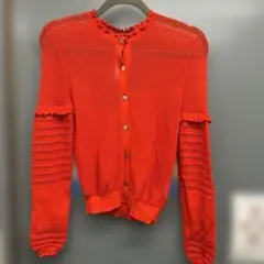 CARVEN カルヴェン　カーディガン　透かし編み　オレンジのサムネイル