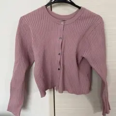 リブ編みピンクカーディガン Sサイズ