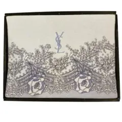 【訳あり】YSL イヴサンローラン 綿毛布 シングル 花柄 ブルー系 綿100%