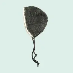 かぎ編み ボンネット　バラクラバ　ニット帽　手編み　チャコールグレー