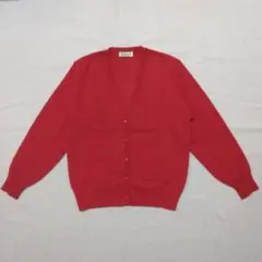 赤 Vネックカーディガン シンプル 無地 着回し抜群 春秋 羽織り レディース