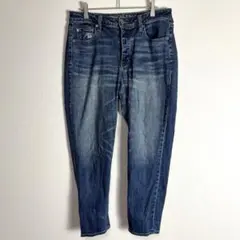 美品✨アメリカンイーグル デニム パンツ 無地 テーパード US10 濃紺 紺のサムネイル
