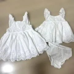 姉妹お揃い baby GAP ホワイト刺繍ワンピース トップス 12-18m