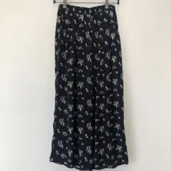 ハニーズ ネイビー 花柄 ワイドパンツ