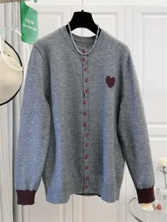 【新品】丸襟 アウター ニットカーディガン セーター ゆったり ハート柄