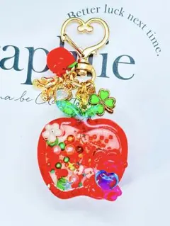 シャカシャカキーホルダー　くまちゃんのりんごシェイカー　No.042