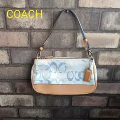 COACH アクセサリーポーチ シグネチャー ブルー キャンバス