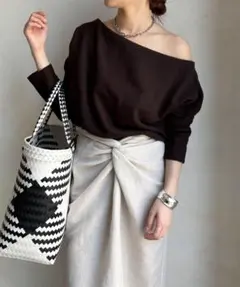 DOUDOU オフショルスウェット　ブラウン　最終お値下げ