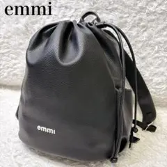 emmi エミ ロゴ リュック バックパック レザー シボ ブラック 2way
