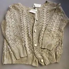 レース編みベージュカーディガン Lサイズ