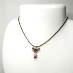 天然石コードネックレス　ことり＆ロードナイト　ほか7種の天然石もOK