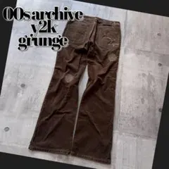 00s corduroy loose flare pants y2k