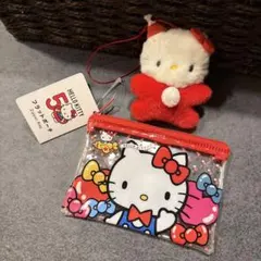 新品【HELLO KITTY】ハローキティ フラットポーチ 50周年✨サンリオ