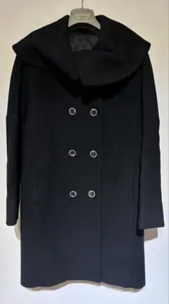 seta ichiroの黒いウール混合ピーコート