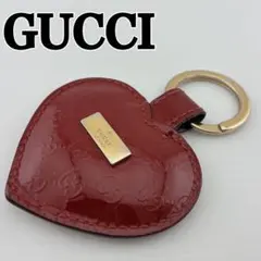 GUCCI グッチ　GGロゴ レッド ハート型キーホルダー　エナメル