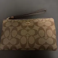 【COACH】 シグネチャー　リストレット ポーチ　ブラウン系　ベージュ