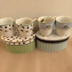 ナルミ　Hallmark 花柄ペアマグカップ　2種4個セット