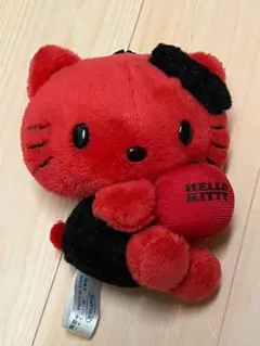希少 レア ハローキティ ぬいぐるみ キーホルダー 赤 黒 - メルカリ