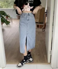 フロントスリットデニムスカート