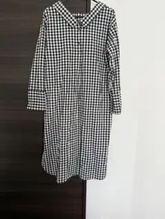 POU DOU DOUギンガムチェック長袖シャツワンピース