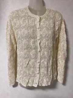 アイボリー レース編み カーディガン