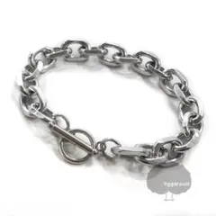 Tバー付き チェーン アンカー ブレスレット 18cm シルバー 幅1.2cm