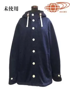 新品ビームスBEAMSヘリンボーン裏起毛ボアフリースジップアップフードジャケット