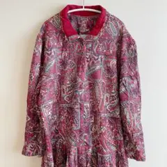 レトロ 古着 ペイズリー柄 ワンピース 総柄 ボルドー ヴィンテージ 昭和レトロ