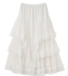 COCO DEAL ドットチュールティアードフレアスカート