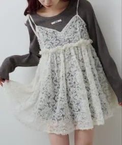 kastane 前後2wayウェーブ刺繍チュールチュニック