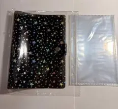 シール帳 キラキラ A6 星柄 クリアバインダー リフィル付　2点セット　黒