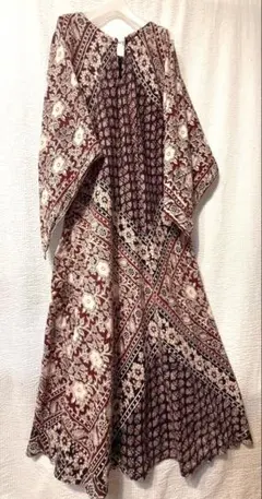 美品】レキップ ボタニカルプリントワンピース（アイボリー×黒）38/M