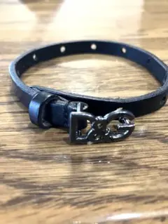 D&G ブラックレザーブレスレット