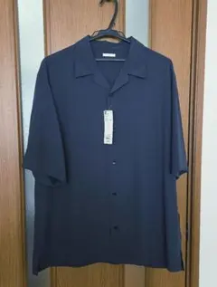 GU オープンカラーシャツ 5分袖シャツ ネイビー