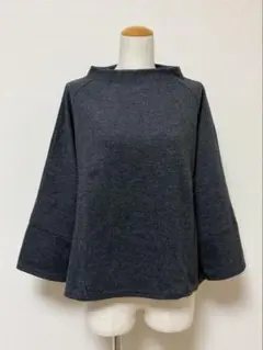 パネルライン レディース プルオーバー トップス ゆったり グレー ボトルネック