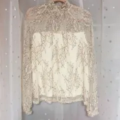 新品 総レース柄 長袖 ブラウス ベージュ M しまむら