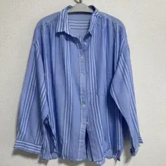 【AMERICAN HOLIC】青と白のストライプ長袖シャツ　M