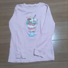 140cm 長袖 Tシャツ 薄めのトレーナー ピンク 綿100% キッズ 春 秋