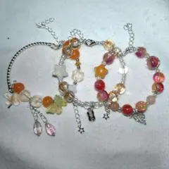 オレンジ系ブレスレット3点セット