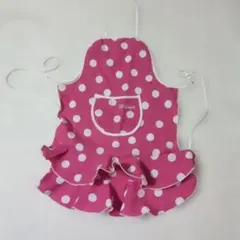 スペイン土産　フラメンコ　キッズ用フリルピンクエプロン 130〜140cm向け