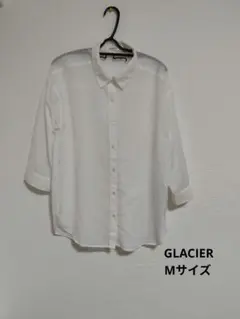 レディースGLACIER　七分袖ブラウス　シアーブラウス白ホワイト重ね着Mサイズ