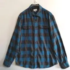 1536　SONOMA　長袖ネルシャツ　M　青　灰　チェック　US古着