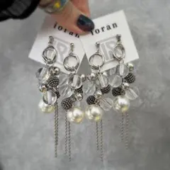 大ぶりパール✳︎ジャラジャラ色々ビーズ✳︎ハンドメイドピアス イヤリング