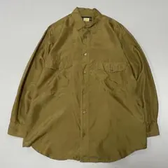 90s Vintage シルク100% L/S シャツ マスタード 燻み 光沢