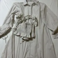 earth music&ecology ストライプシャツワンピース