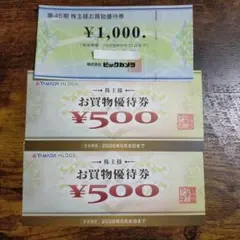 【匿名配送】ビックカメラ ヤマダ電機 株主優待券 ¥2,000分