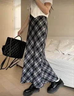 DAZY レディース チェック柄 カジュアル ロング丈スカート SHEIN